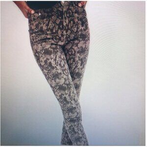 Zara NWT Snake Print Skinny Raw Hem Crop Jeans Black and White Sz 4